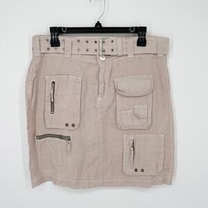 Pete & Greta By Johnny Was NEW Women's Mini Skirt Sz 8 Beige Linen Y2K Cargo